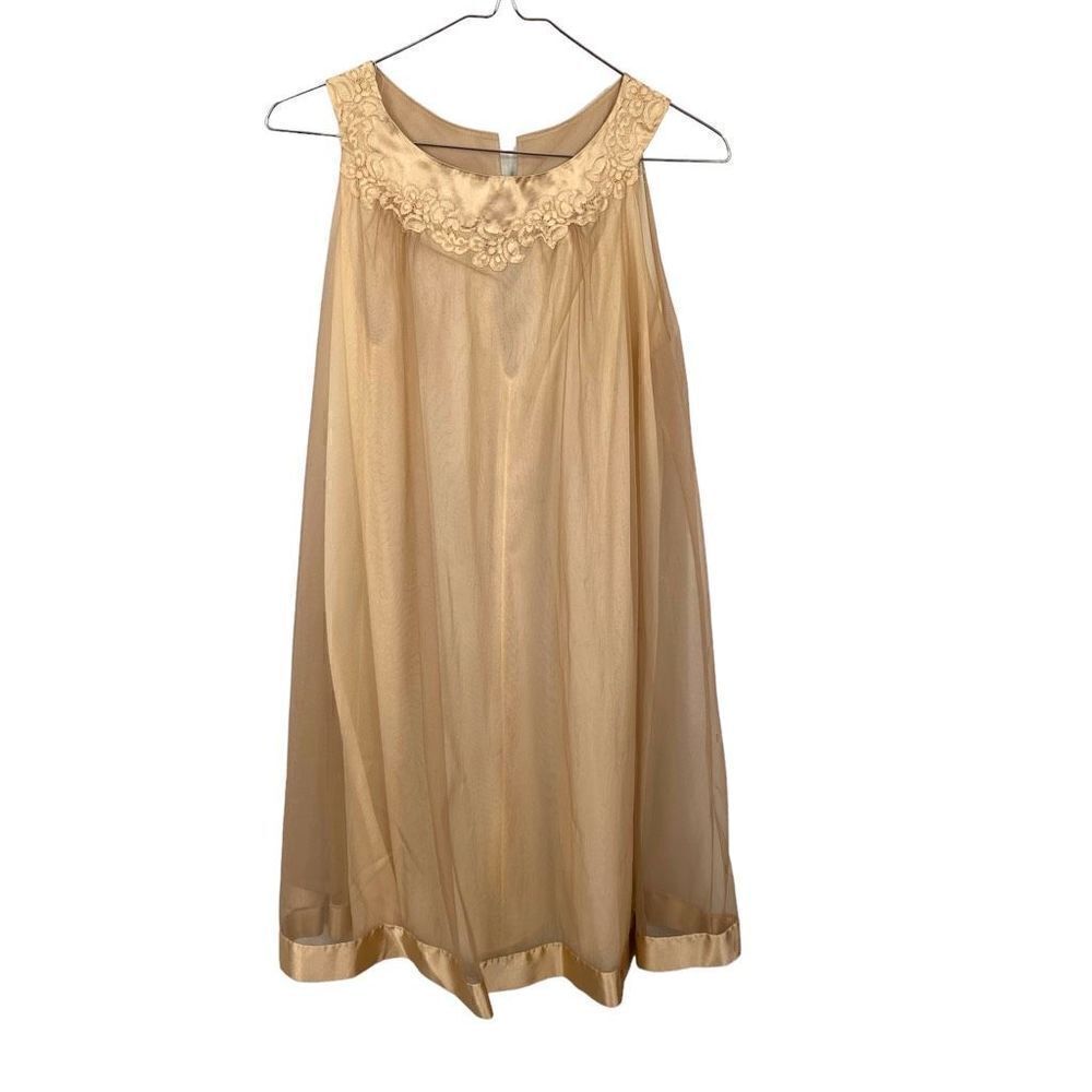 Gossard Artemis Vintage Nylon Tricot Lace 50s Slip Dress Night Gown Lingerie